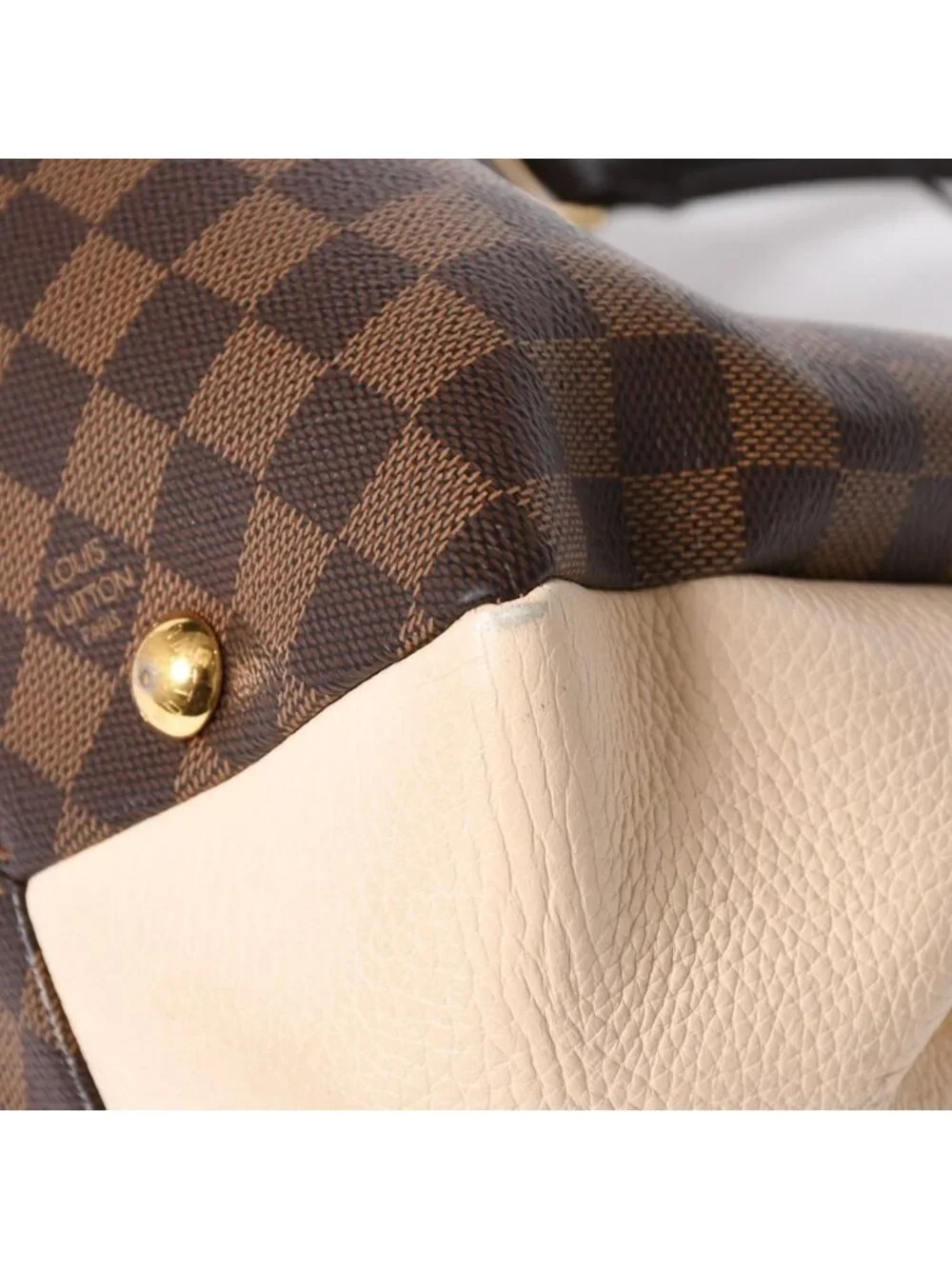 Louis Vuitton Brittany Handbag Damier Canvas Brown Beige Ebene Gold